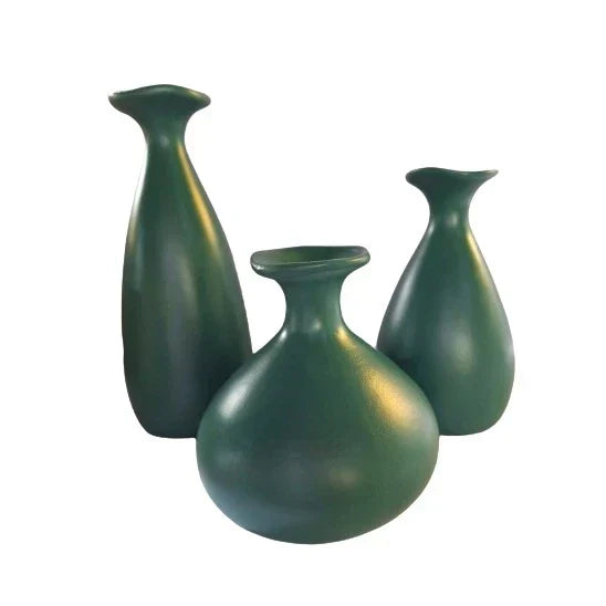 Trio de Vasos Garrafa de Cerâmica Decorativos